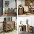  Housse De Protection Pour Climatiseur Extérieur, Unité De Condensation En Bois Durable, Pour Boîtier De Poubelle Autoportant, écran De Clôture Marron Pour Climatiseur