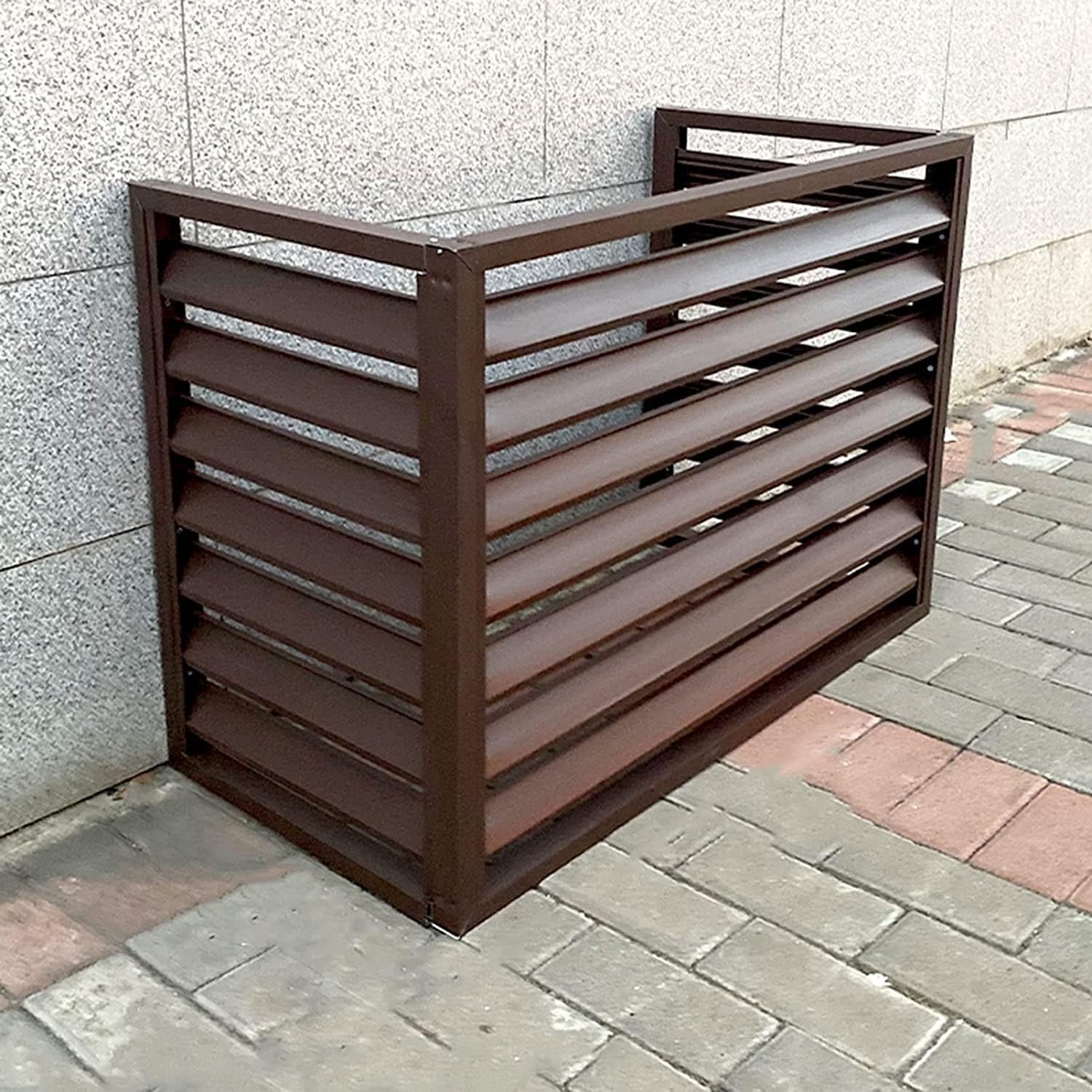 GENERIC Housse En Aluminium Robuste Pour Climatiseur Et Pompe à Chaleur Pour Clôture De Jardin, Poubelle, équipement De Piscine, Design Antivol Décoratif (marron)