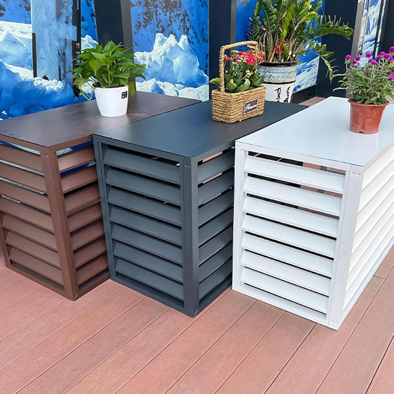  Clôture De Climatiseur Extérieur, Couvercle De Tuyau Divisé, Couvercle Antivol Robuste En Aluminium Pour Unité AC, Dissimuler Le Mini Condensateur Divisé, Parfait Pour Cacher Les Climatiseurs