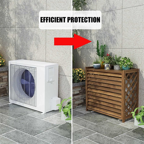  Climatiseur Extérieur Écran De Clôture Écran De Clôture De Climatisation En Bois Massif, Couvercle De Climatiseur En Bois For Unités Extérieures, Support D'usine D'étagère, Carbonisation/étanche (Siz