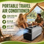  Climatiseur Mobile,Unité De Climatisation Portable Pour Camping,Refroidissement 4500/5100 Btu Pour Camping-Car, Tente, Caravane, Fourgon, 3 En 1, Minuterie 24 H, Télécommande 1500W