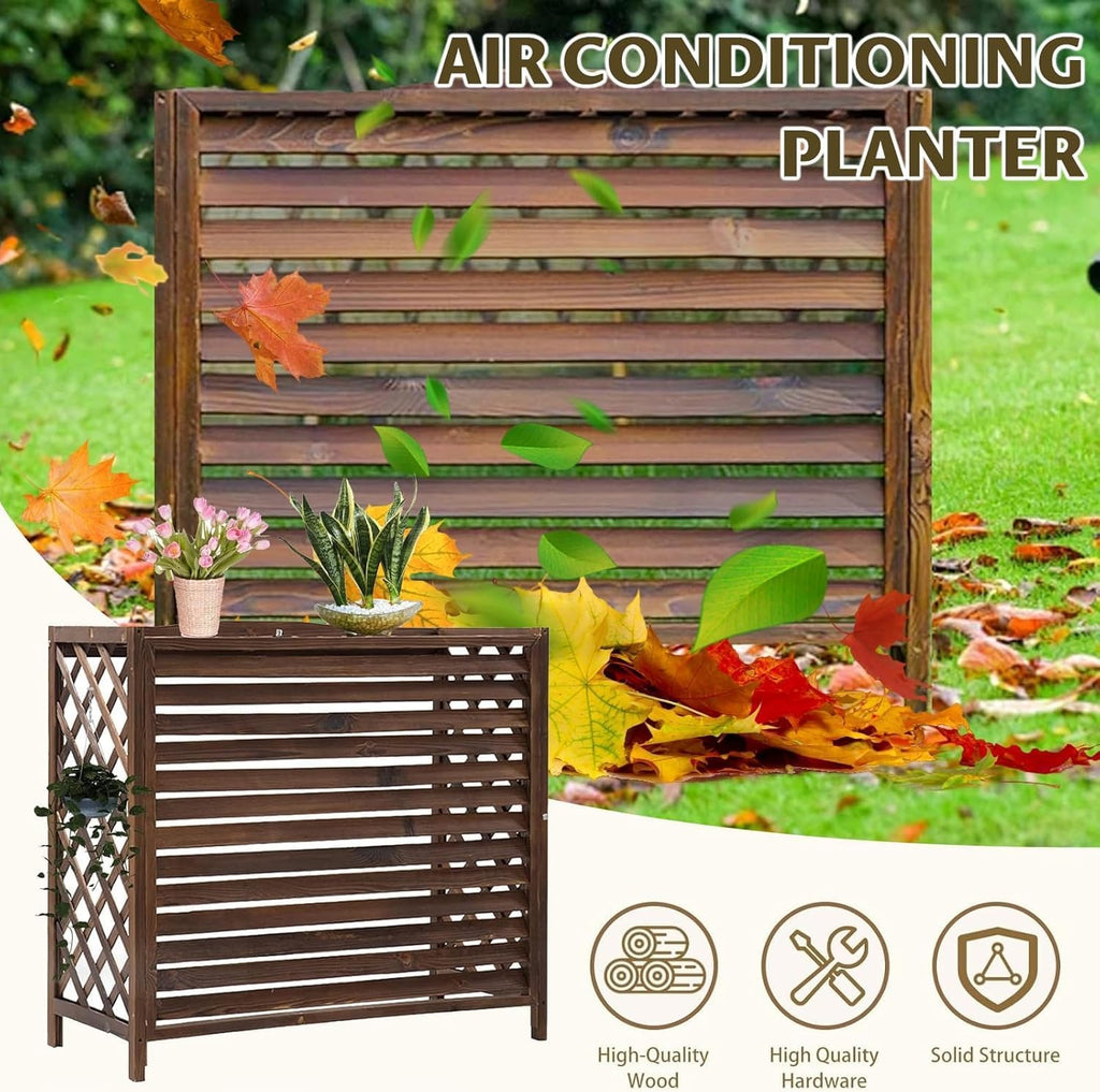 GENERIC Support De Séparation En Bois Pour Climatiseur Extérieur (96 X 40 X 89 Cm) – Housse élégante Résistante Aux Intempéries Pour Améliorer L'esthétique Et La Protection De La Maison.