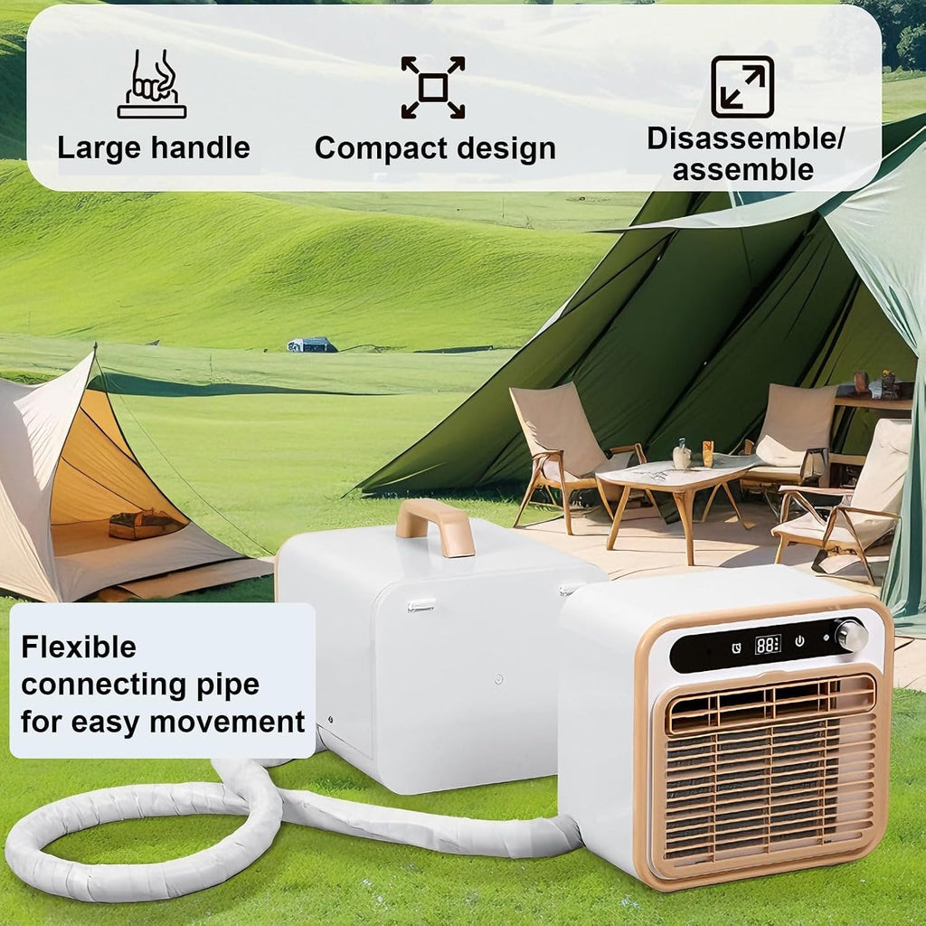 GENERIC Climatiseur Split Portable, Unité De Climatisation 5000 BTU Avec Wi-Fi Et Télécommande - Refroidissement Silencieux 40dB, Débit D’Air 130m³/h, Minuterie 12H Pour Camping-Car, Caravane, Campin 2m-Pipe