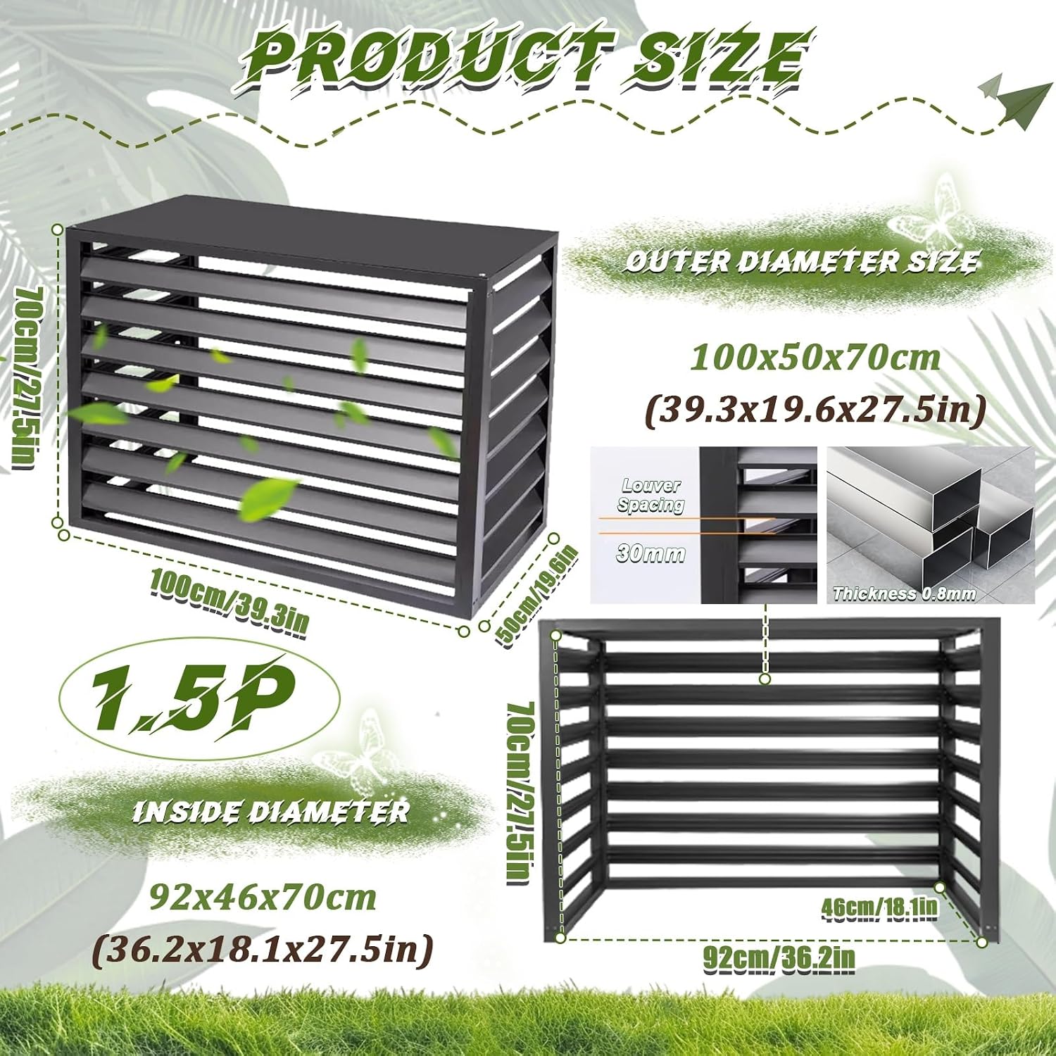 GENERIC Housse De Protection En Aluminium Pour Climatiseur - Résistant Aux Intempéries - Pour Extérieur - Pour Climatisation Et Protection Contre Le Condensateur - Assemblage Facile Pour Toutes Les Saisons