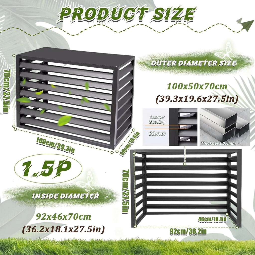 GENERIC Housse De Protection En Aluminium Pour Climatiseur D'extérieur – Écran De Clôture AC Résistant Aux Intempéries Et Bouclier De Protection Contre Le Condensateur – Assemblage Facile Pour Toutes Les