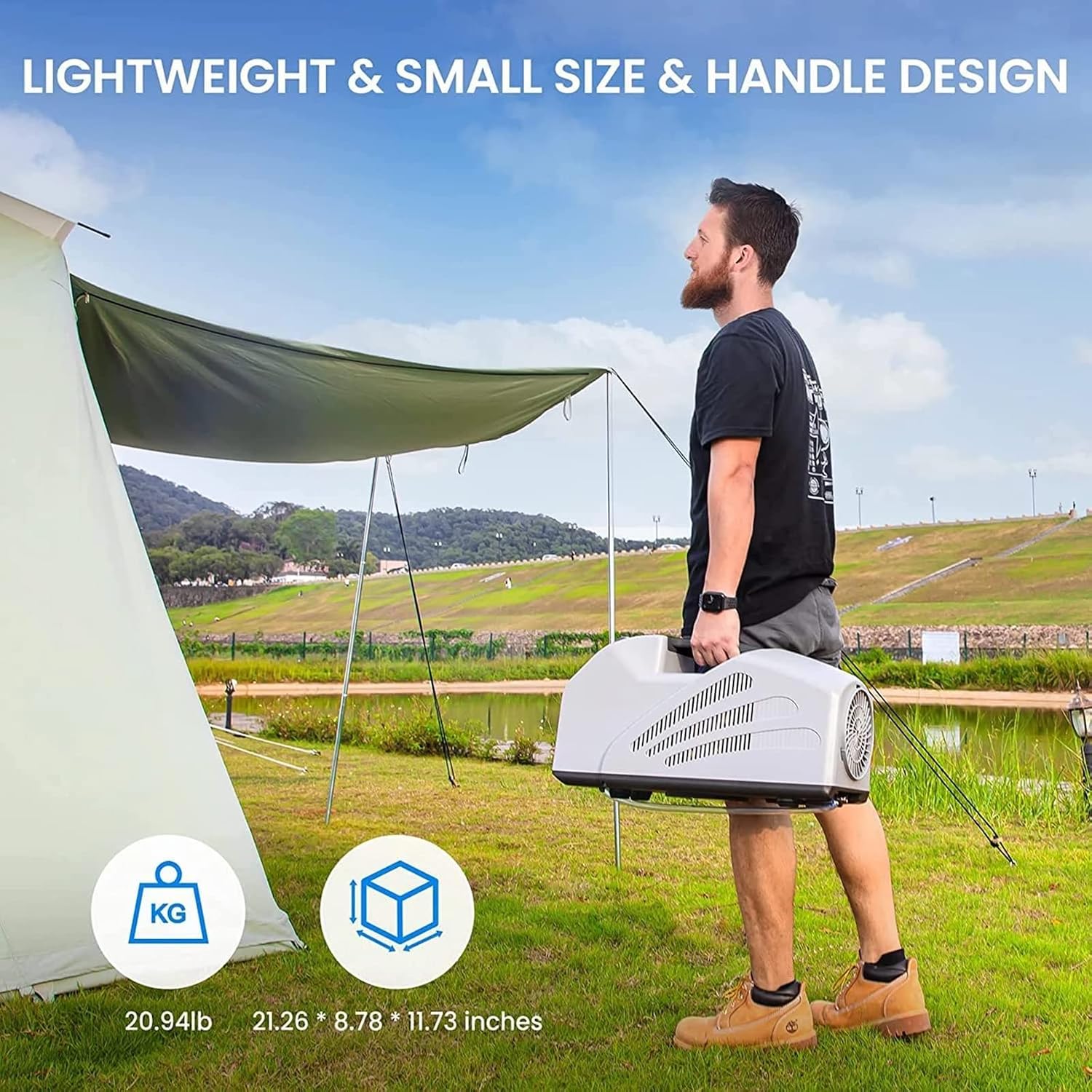  Climatiseur Portable Avec Double Système De Tuyau, 3 Vitesses De Vent Pour Le Camping, La Tente, Le Camping-car, La Voiture Et Le Confort Des Voyages