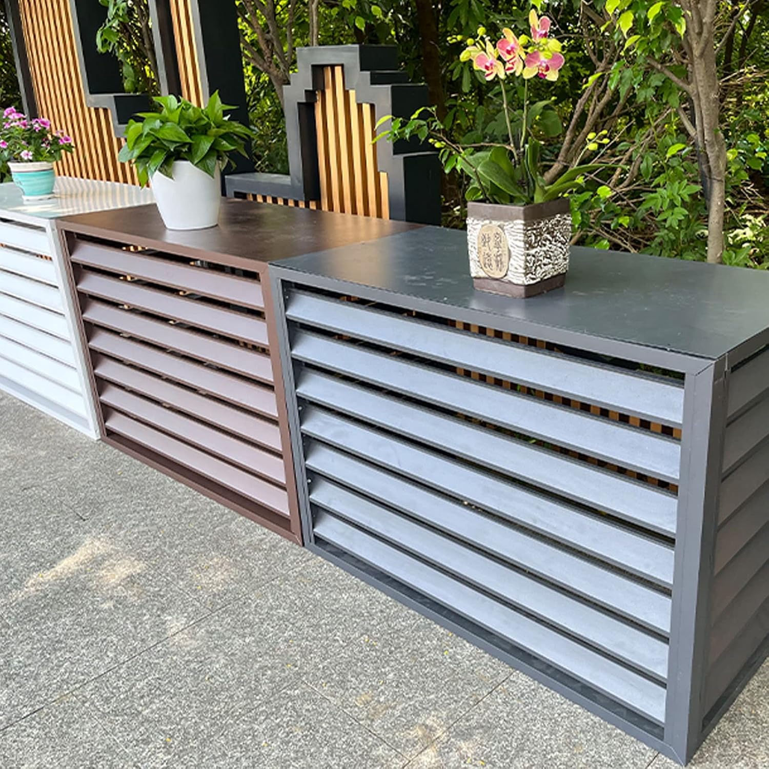 GENERIC Housse De Protection Pour Climatiseur Extérieur - En Aluminium - Avec Clôture Pour Unités Extérieures Et Pompes à Chaleur - Résistante Aux Intempéries - Compatible Avec La Plupart Des Climatiseurs