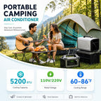  Climatiseur Mobile Portable 5200 BTU, 400W Climatiseur De Tente Avec Compresseur, Refroidissement Rapide Et Mode Nuit, Déshumidificateur Ventilateur Pour Camping, Van, RV Et Petit Espace