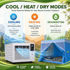  Climatiseur Portable 1876 Btu Pour Tentes,280W,Déshumidificateur,Rafraîchisseur D'air Avec Minuterie Et Télécommande Pour Tentes 1 À 3 Personnes,Camping En Camion Et Camping-Cars AC+1.8M