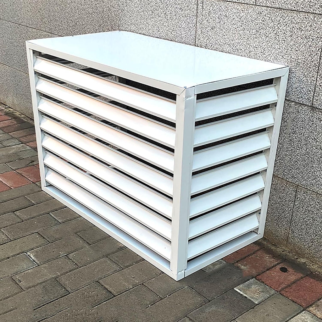  Housse De Protection En Aluminium Pour Climatiseur Extérieur - Pour Pompes à Chaleur 1,5P/2 ~ 3P/5P - Résistante Aux Intempéries - Protection En Feuille Pour Unités Extérieures (blanc, 110 X 60 X 80