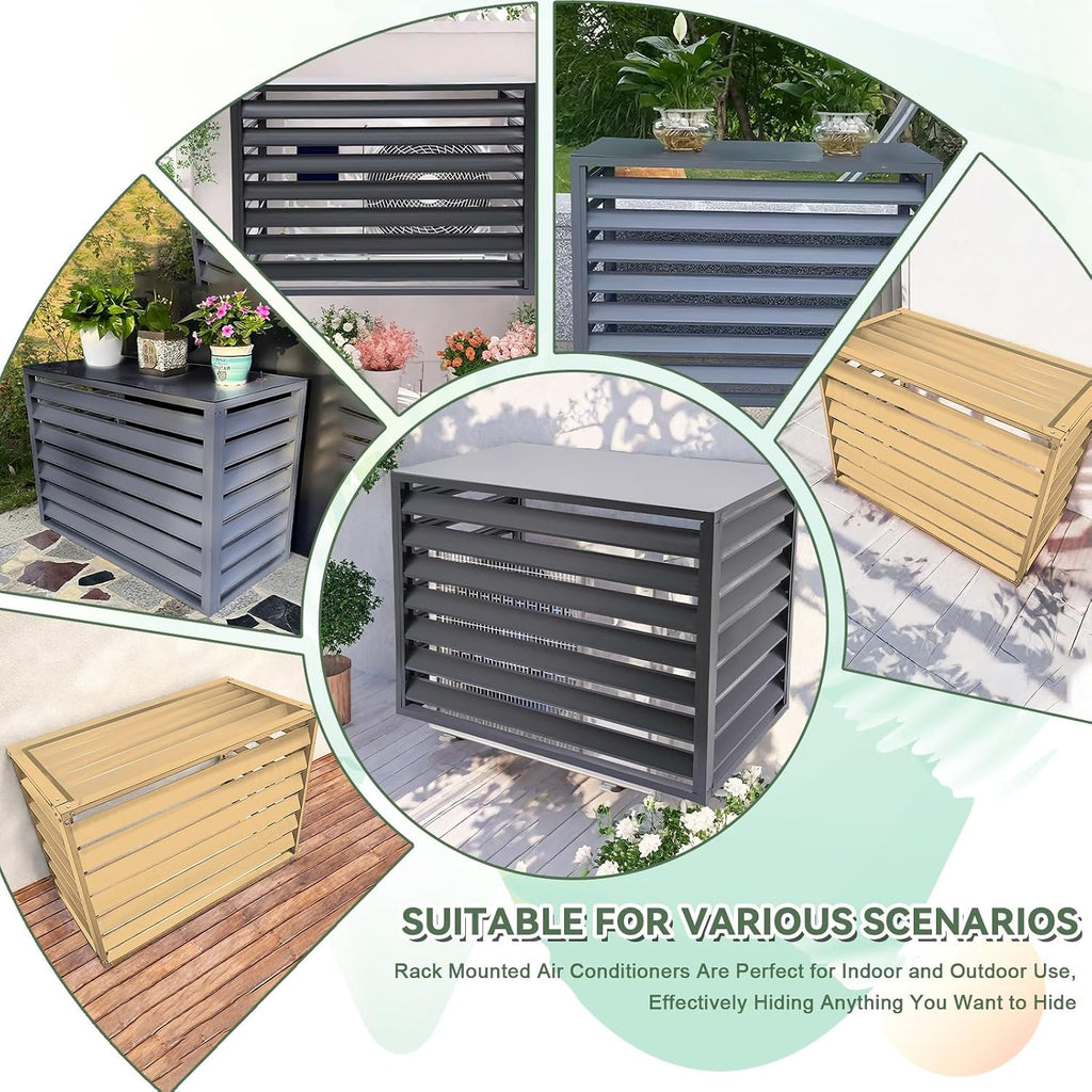 GENERIC Housse De Protection En Aluminium Pour Climatiseur D'extérieur – Écran De Clôture AC Résistant Aux Intempéries Et Bouclier De Protection Contre Le Condensateur – Assemblage Facile Pour Toutes Les