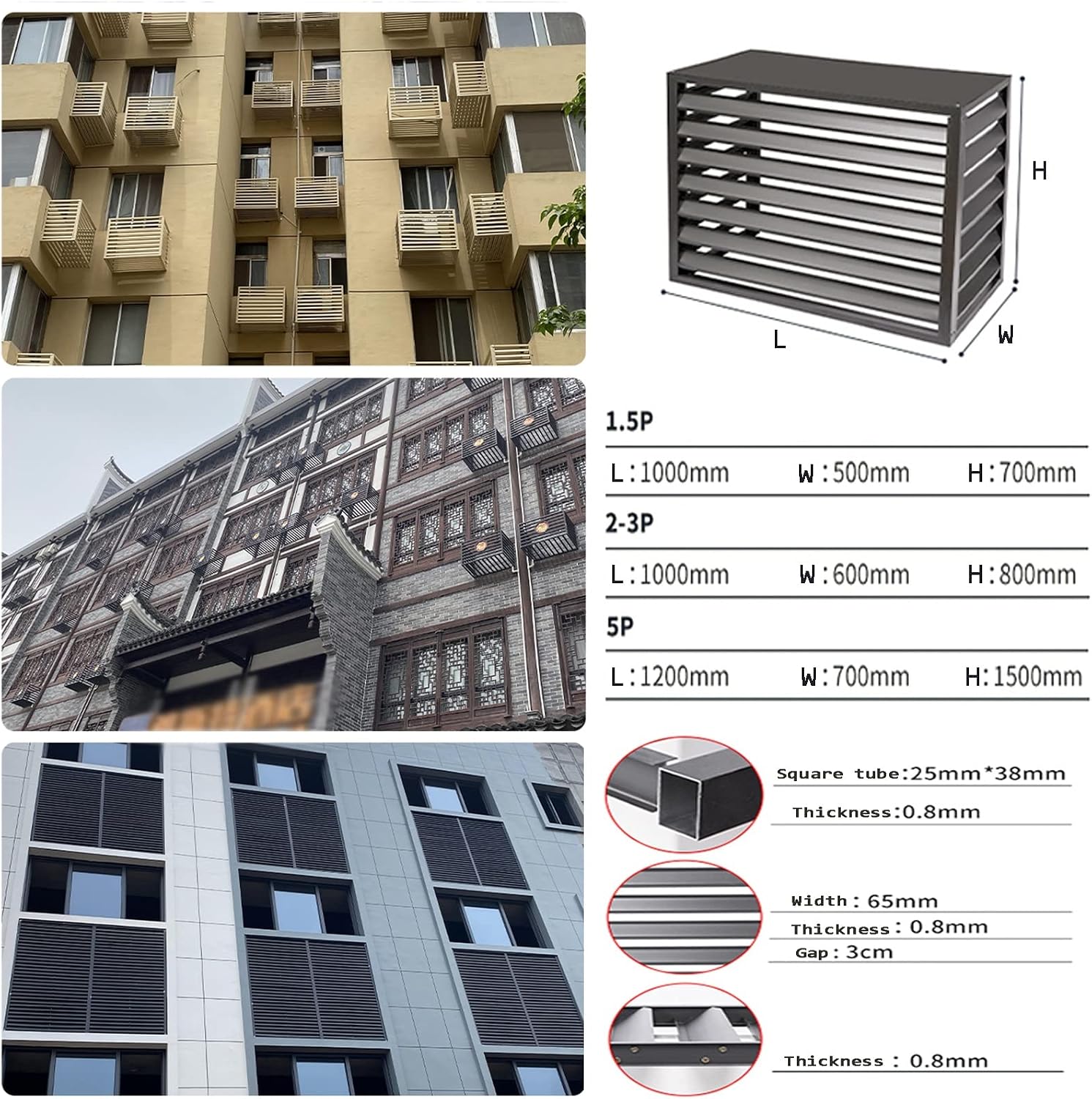 GENERIC Housse De Protection Pour Climatiseur Extérieur En Aluminium - Protection Contre Les Intempéries - Clôture Décorative Pour Unités AC Et Poubelles - Bouclier Extérieur Autonome