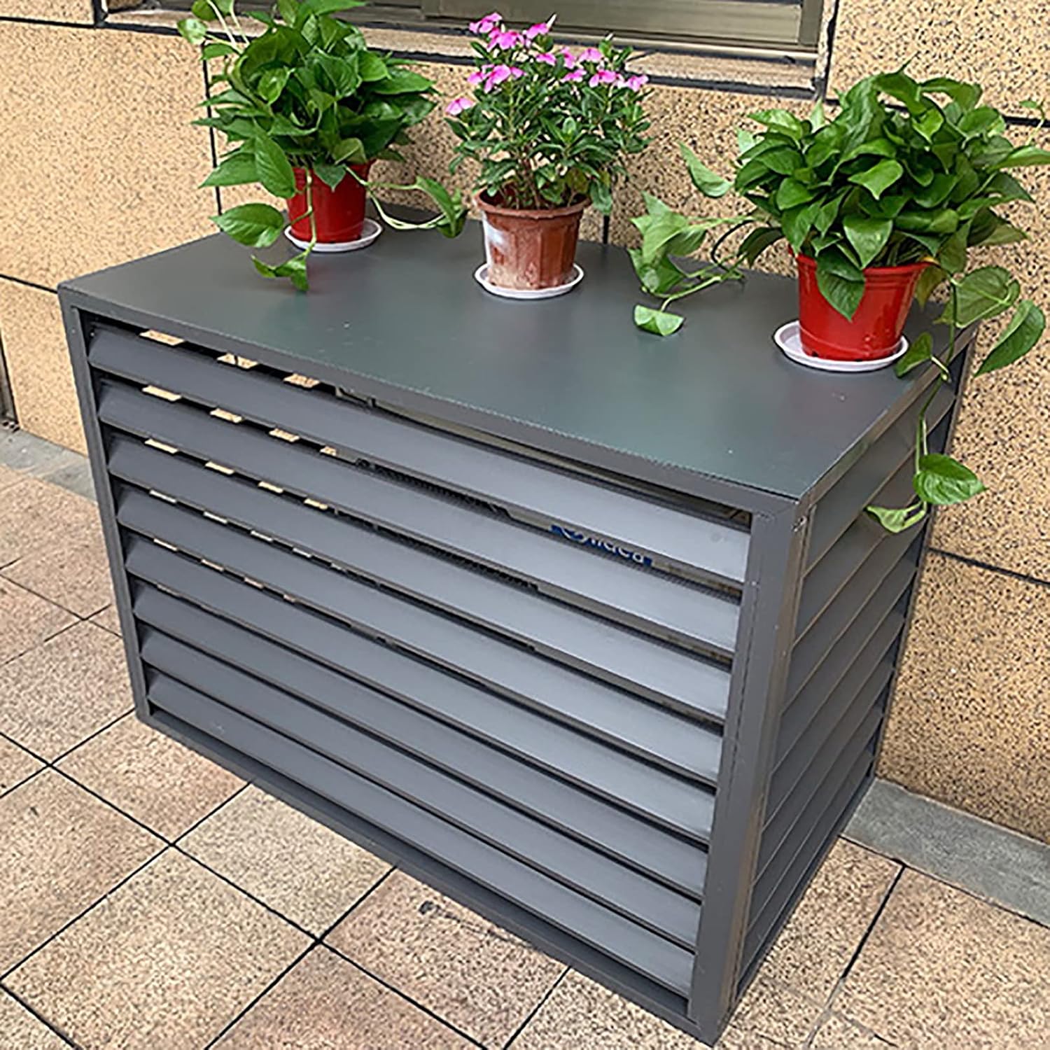 GENERIC Housse De Climatiseur En Aluminium Toutes Saisons – Protection Extérieure Pour Unités Centrales De Climatisation Et Boîtiers à Ordures – Design à Persiennes Autonomes – Bouclier Résistant Aux