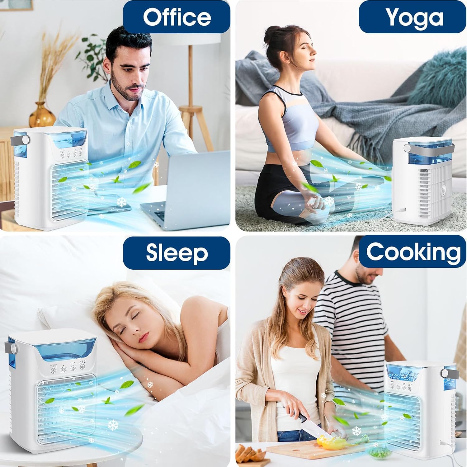  Mini Climatiseur Portable 700 Ml Réservoir, Refroidisseur à Air USB Avec 3 Vitesses De Vent, Poignée