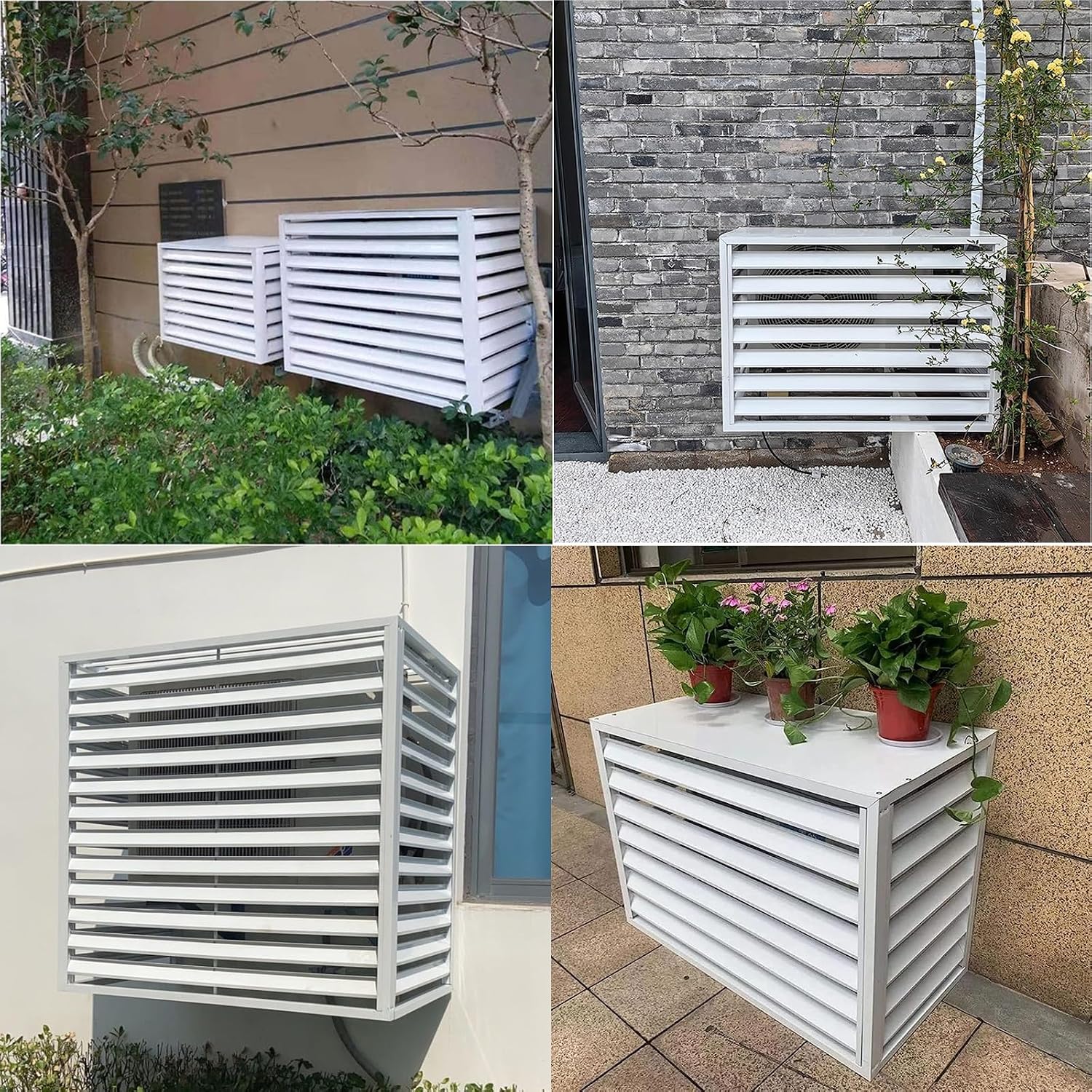  Housse De Protection En Aluminium Pour Climatiseur Et Pompe à Chaleur, Résistante Aux Intempéries, Blanc Et Gris, Taille 100 – Idéal Pour Toutes Les Saisons