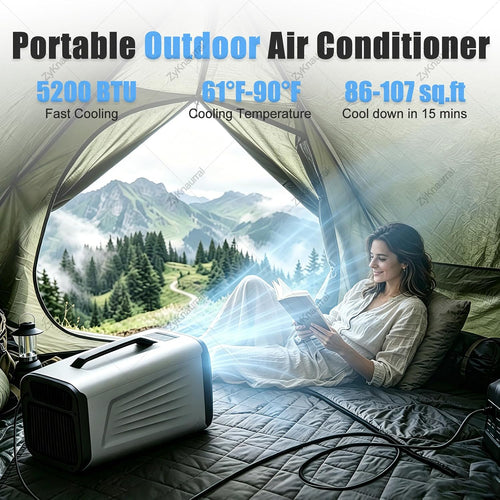  Climatiseur Portable Pour Tentes De Camping, Avec Fonction Déshumidificateur, Faible Consommation D'énergie, Surface De Refroidissement De 8 à 10 M²,Pour Camping-Cars Et Les Vans Aménagés. 12V/220V
