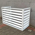  Housse Pour Climatiseur Extérieur – Clôture En Aluminium Robuste Avec étagère à Persiennes Pour Balcon, Jardin – Protection De L'intimité – Blanc (3 Côtés, 110 X 80 X 60 Cm)