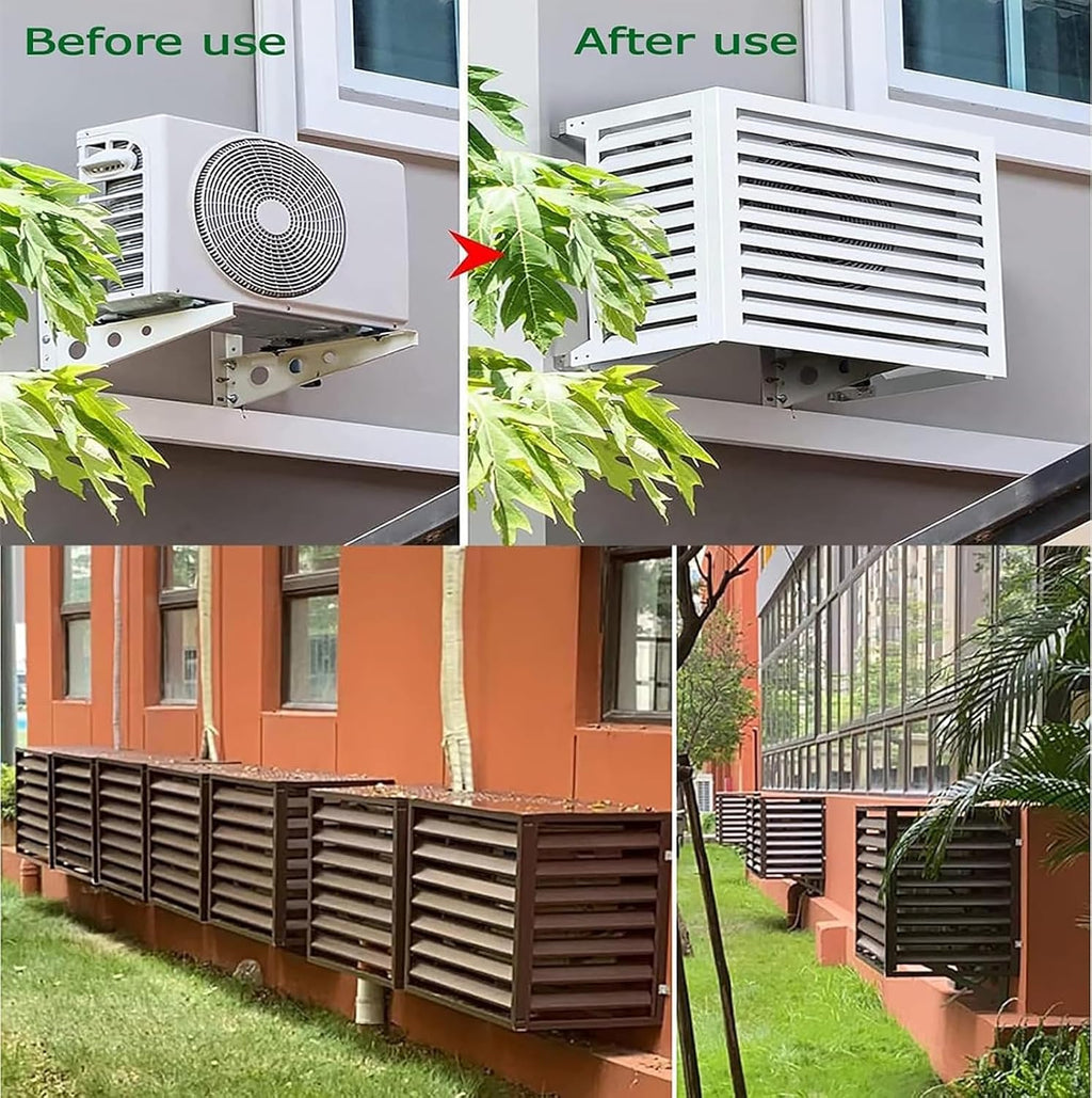  1.5P Climatiseur Mural Aluminium Composite Caisson Anti Bruit Pompe A Chaleur Support Climatiseur Exterieur Cache Clim,Étanche À La Poussière Et À L'eau Pour Intérieur Extérieur Support