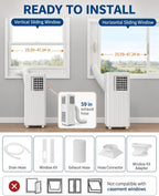  Climatiseur Mobile, 8000 BTU, Refroidit La Pièce Jusqu'à 350 Mètres Carrés, Unité AC 3 En 1 Avec Mode Déshumidificateur Et Ventilateur, Télécommande, Ultra Silencieux 48 DB, Blanc Et