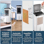  VINGVO Refroidisseur D'air Sans Tuyau D'échappement 10L, Climatiseur Mobile 65W Avec Refroidissement Par Eau, Minuterie Télécommandée à 3 Niveaux, Refroidisseur D'air Pour Chambre De (Prise UE 220V)