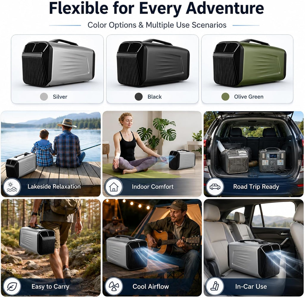  Climatiseur Mobile Portable 5200 BTU, 400W Climatiseur De Tente Avec Compresseur, Refroidissement Rapide Et Mode Nuit, Déshumidificateur Ventilateur Pour Camping, Van, RV Et Petit Espace