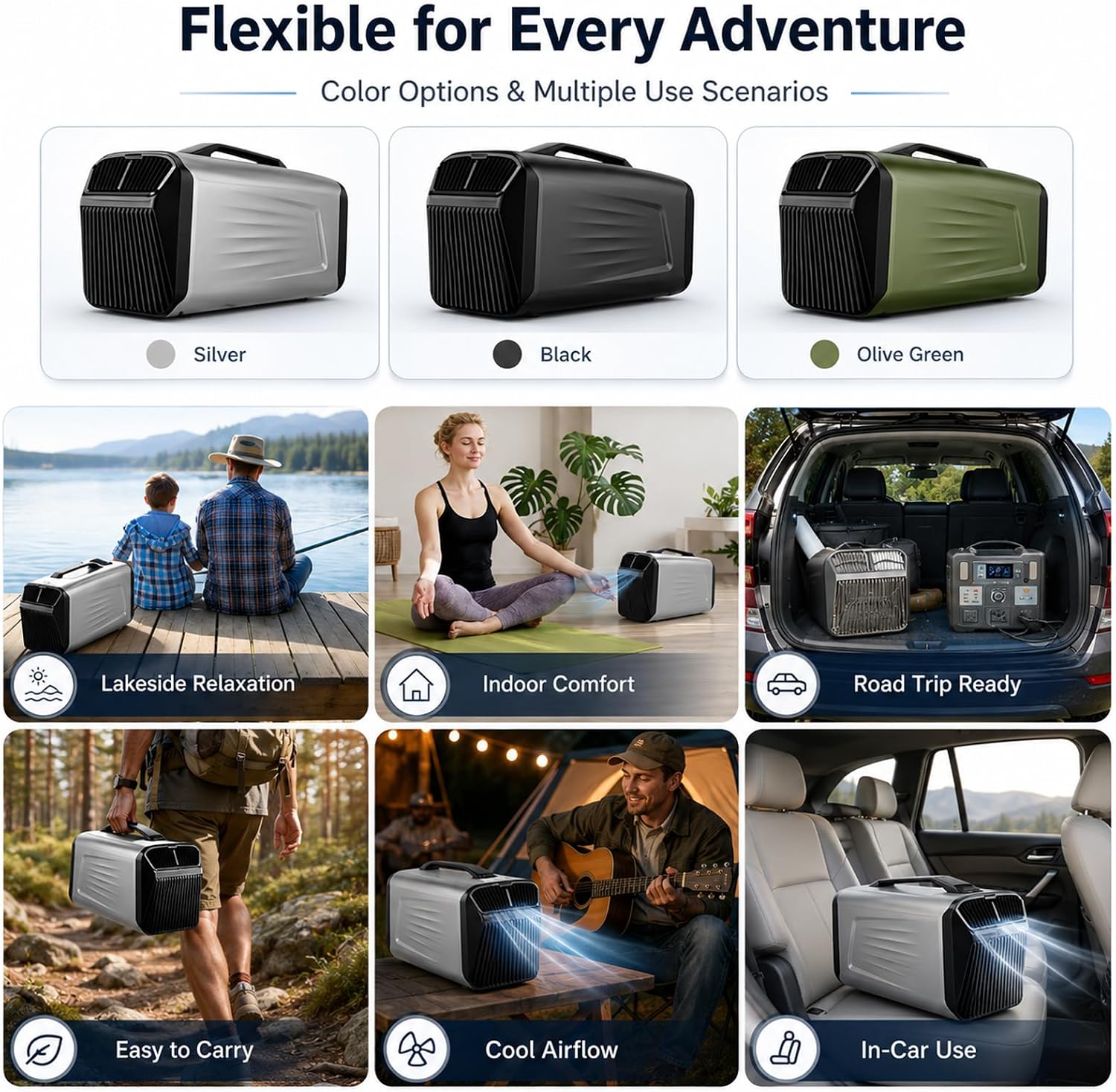  Climatiseur Mobile Portable 5200 BTU, 400W Climatiseur De Tente Avec Compresseur, Refroidissement Rapide Et Mode Nuit, Déshumidificateur Ventilateur Pour Camping, Van, RV Et Petit Espace