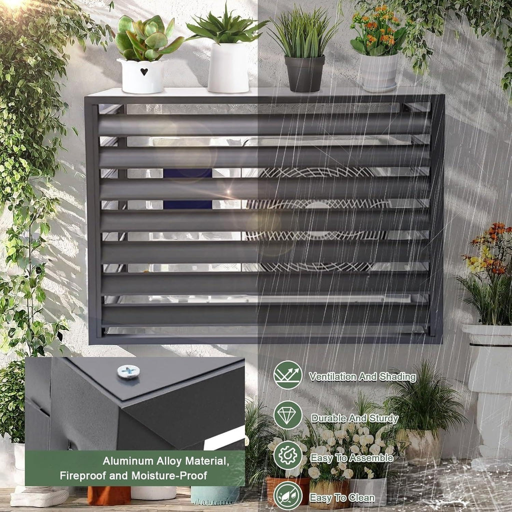 GENERIC Housse De Protection En Aluminium Pour Climatiseur D'extérieur – Écran De Clôture AC Résistant Aux Intempéries Et Bouclier De Protection Contre Le Condensateur – Assemblage Facile Pour Toutes Les