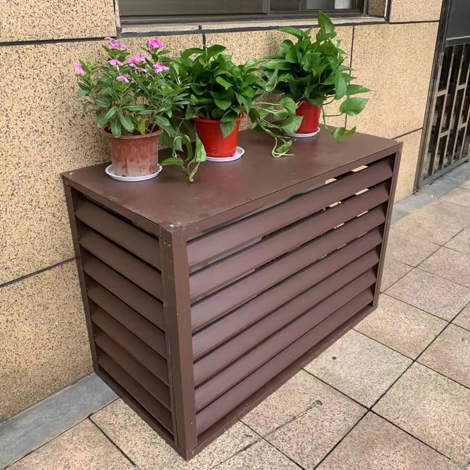 GENERIC Housse De Protection En Aluminium Pour Climatiseur – Clôture Décorative Pour Extérieur – Grille De Protection Pour Pompe à Chaleur – Pour Cour Et Terrasse